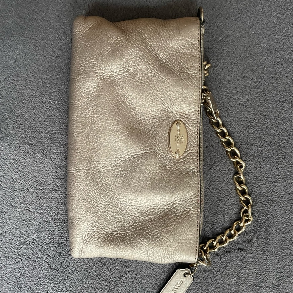 COACH Gray/ Silver Metallic Crossbody Bag